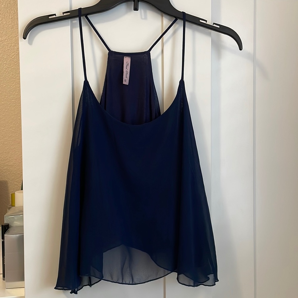 Flowy crop top, navy blue, size M.